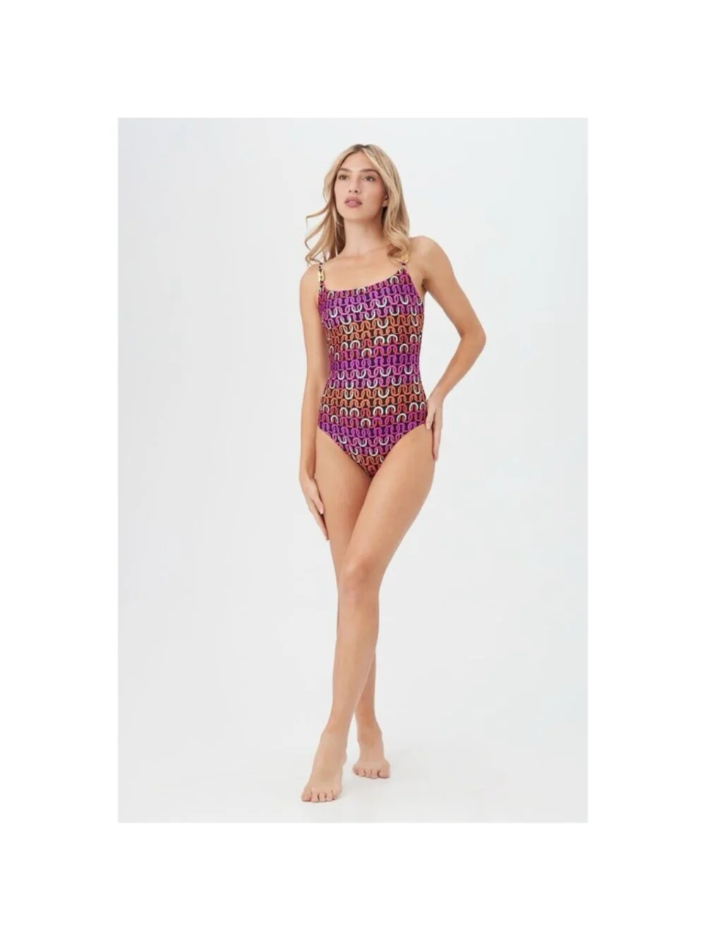 TRINA TURK Echo Funky Chain One-Piece Swimsuit Scoop Neck 4 NWOT MSRP $172